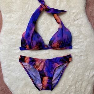 Vtg Venus Blue & Purple Tie Dye Bikini Set